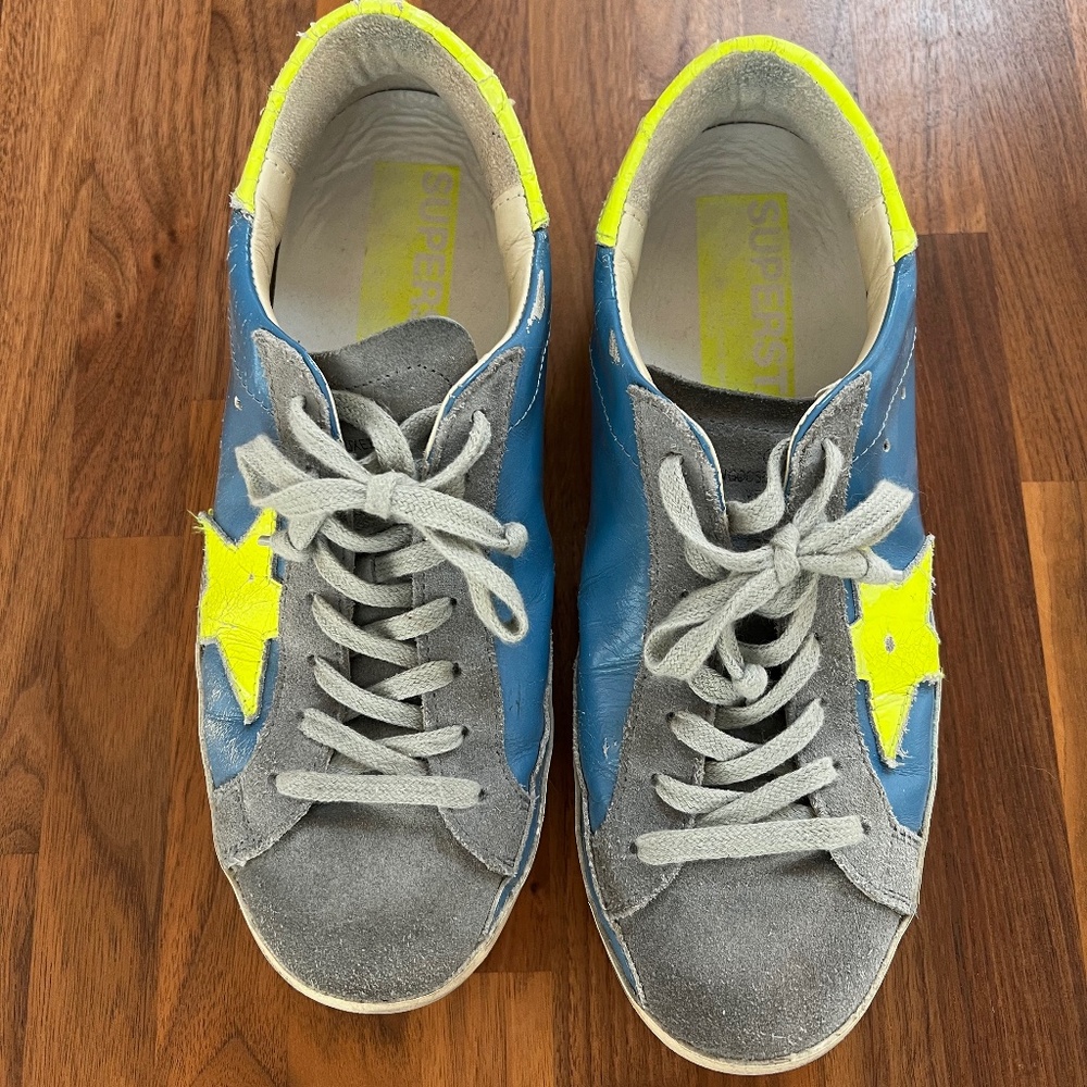 Golden Good Superstars Women's 40 Blue Gray Yellow